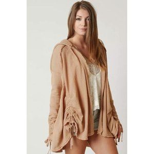 Free People  Gauze Ruched Open Front Cardigan Large